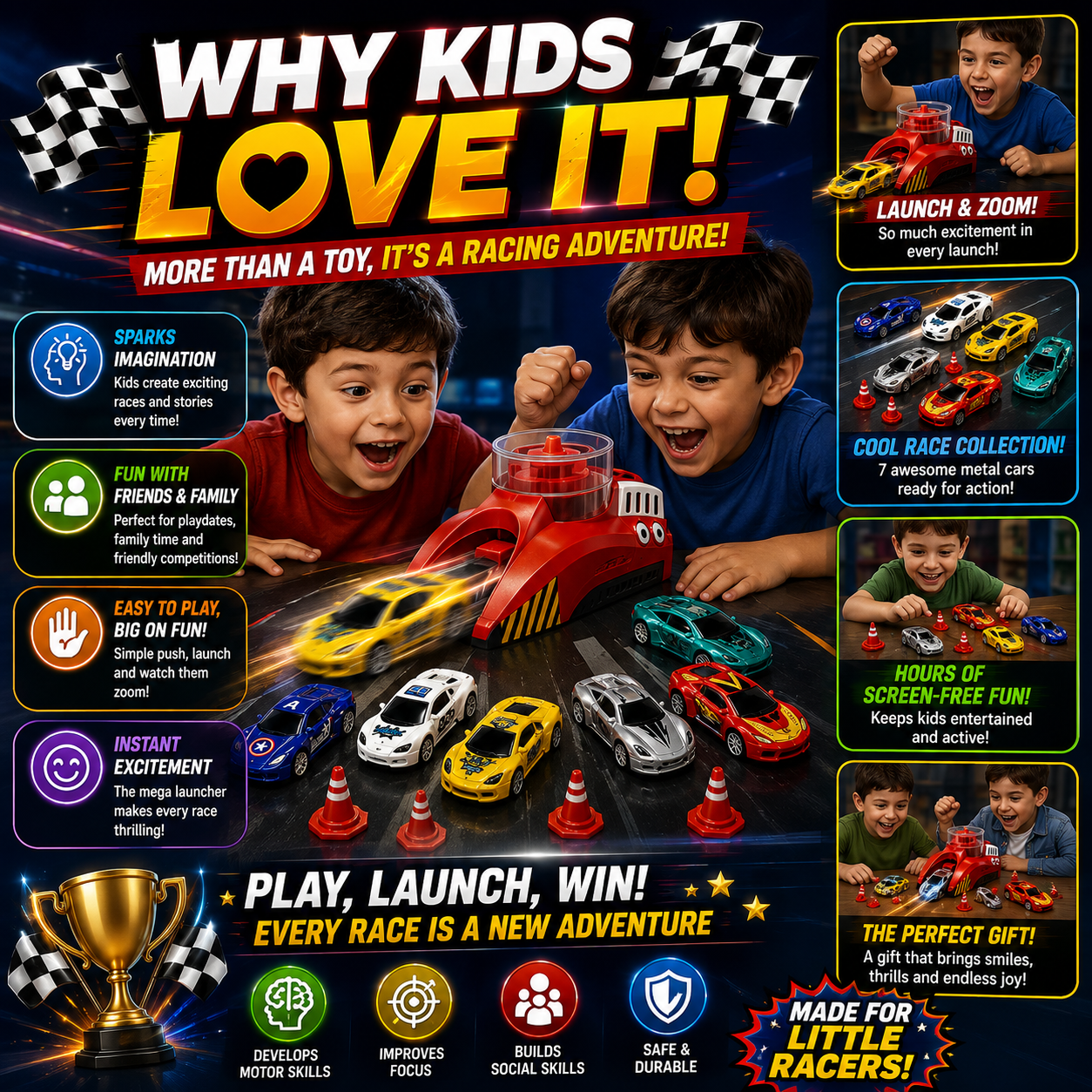 Speed Challenge Racing Car Set with Mega Launcher