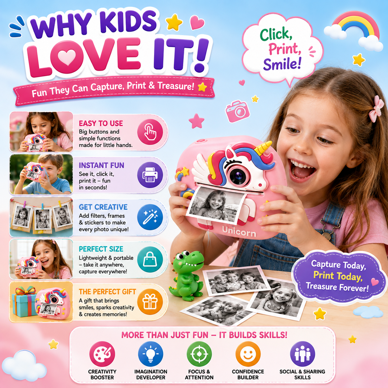 Children's Digital Instant Print Camera