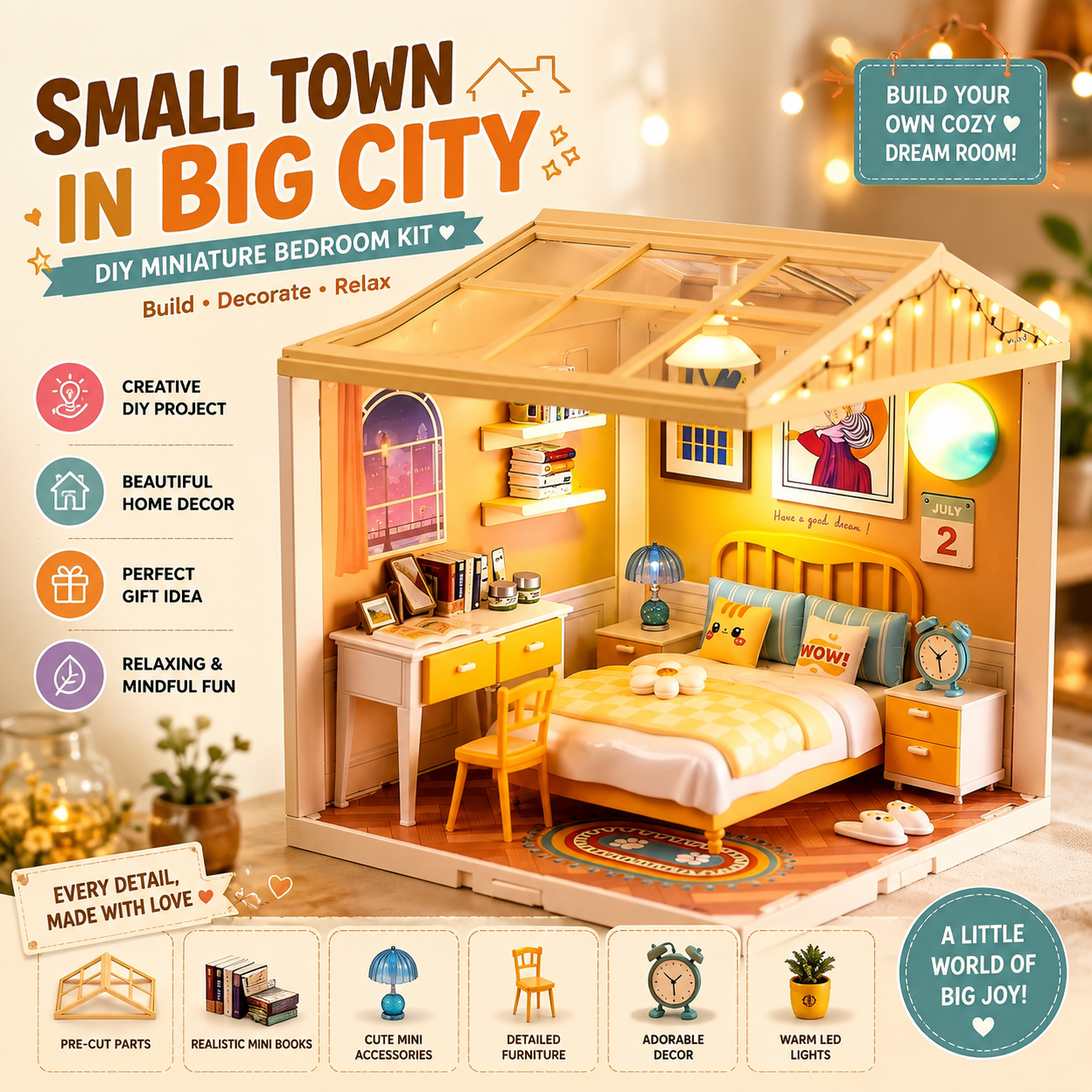 Mini Bedroom DIY Dollhouse Kit