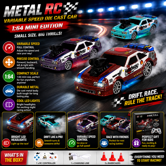 Metal RC Variable Speed Die Cast Car