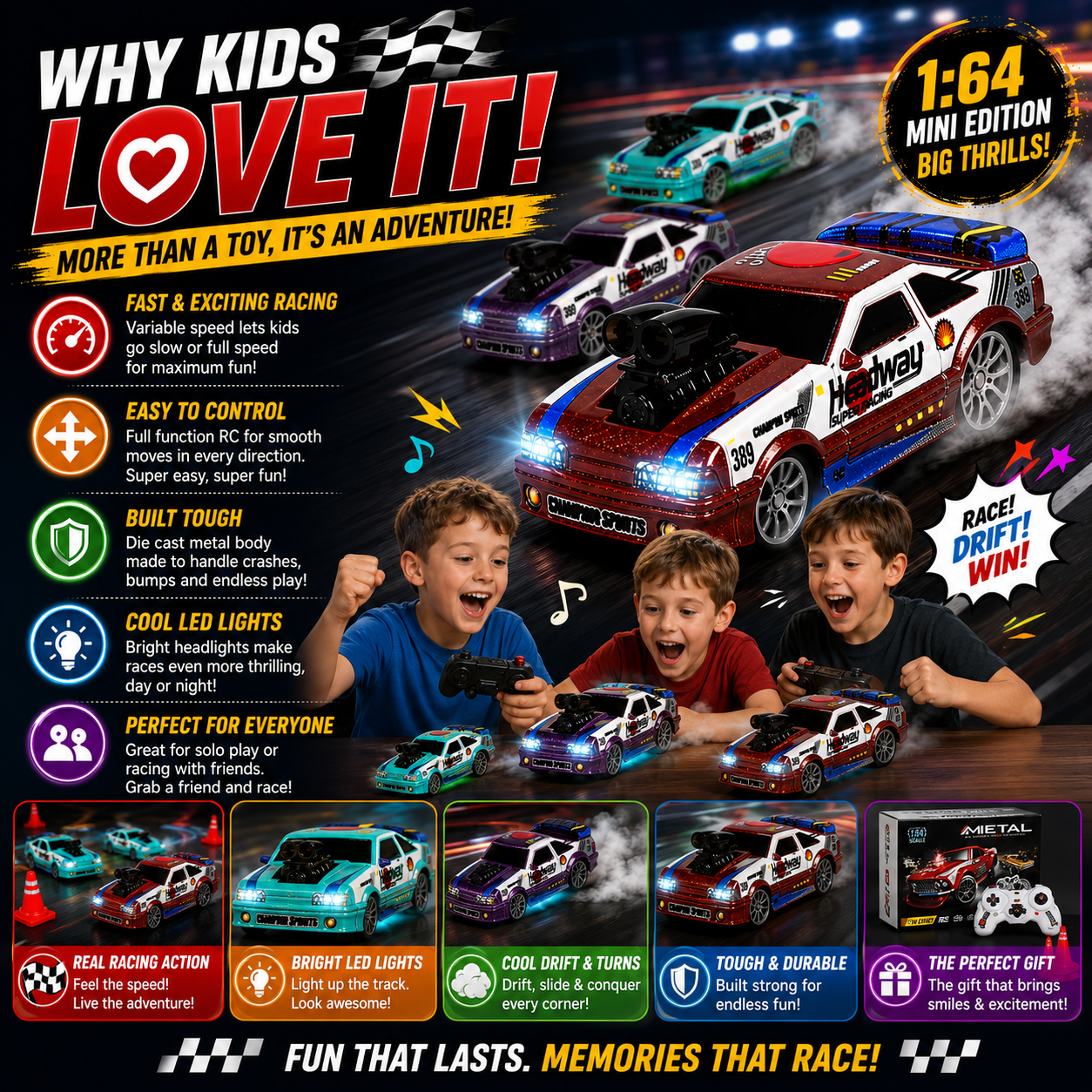 Metal RC Variable Speed Die Cast Car