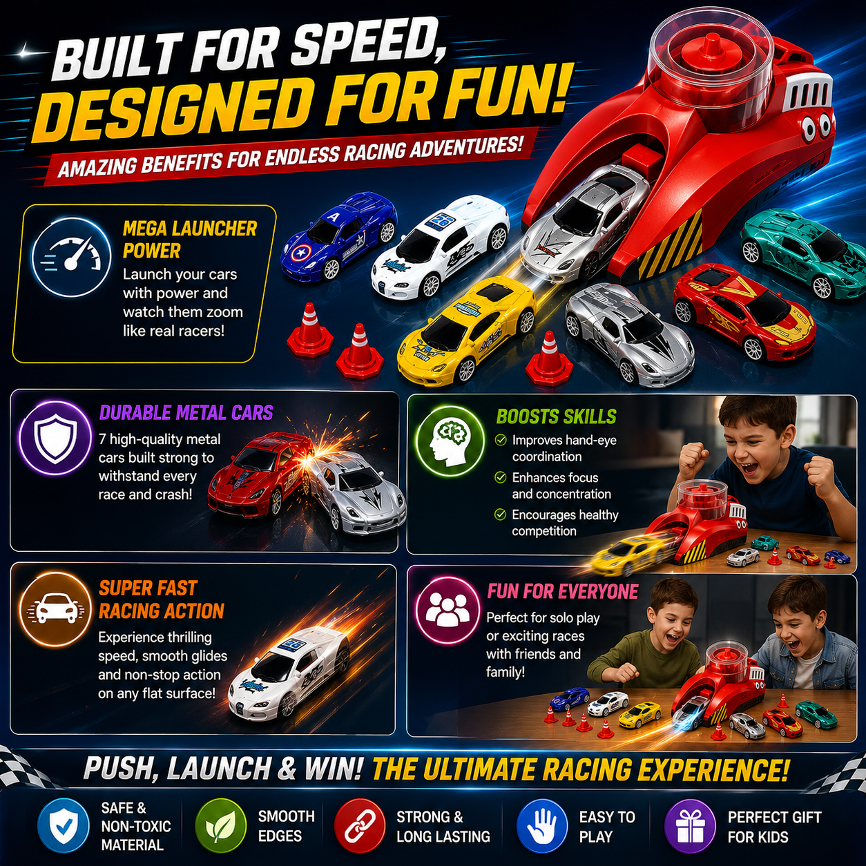 Speed Challenge Racing Car Set with Mega Launcher