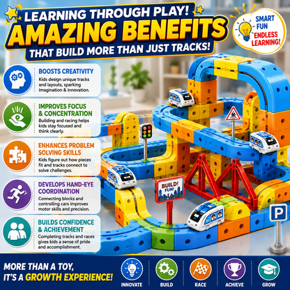 Building Block Track Car Set