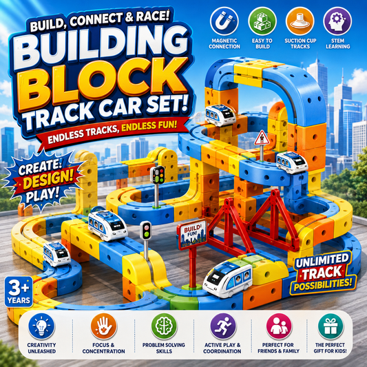 Building Block Track Car Set