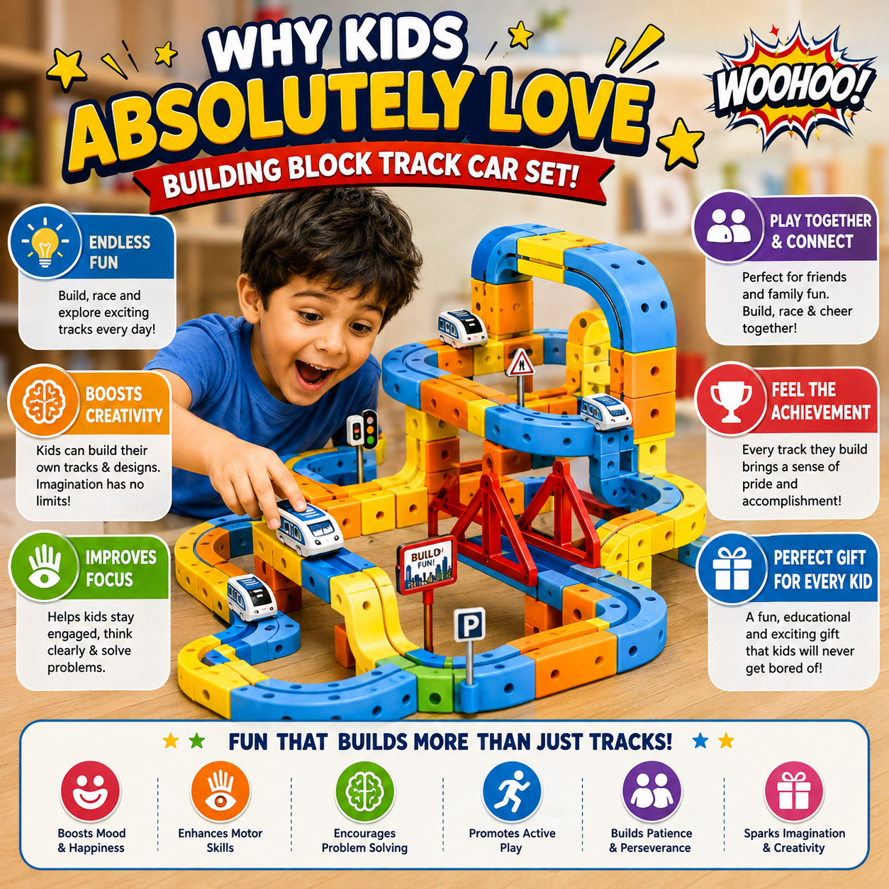 Building Block Track Car Set