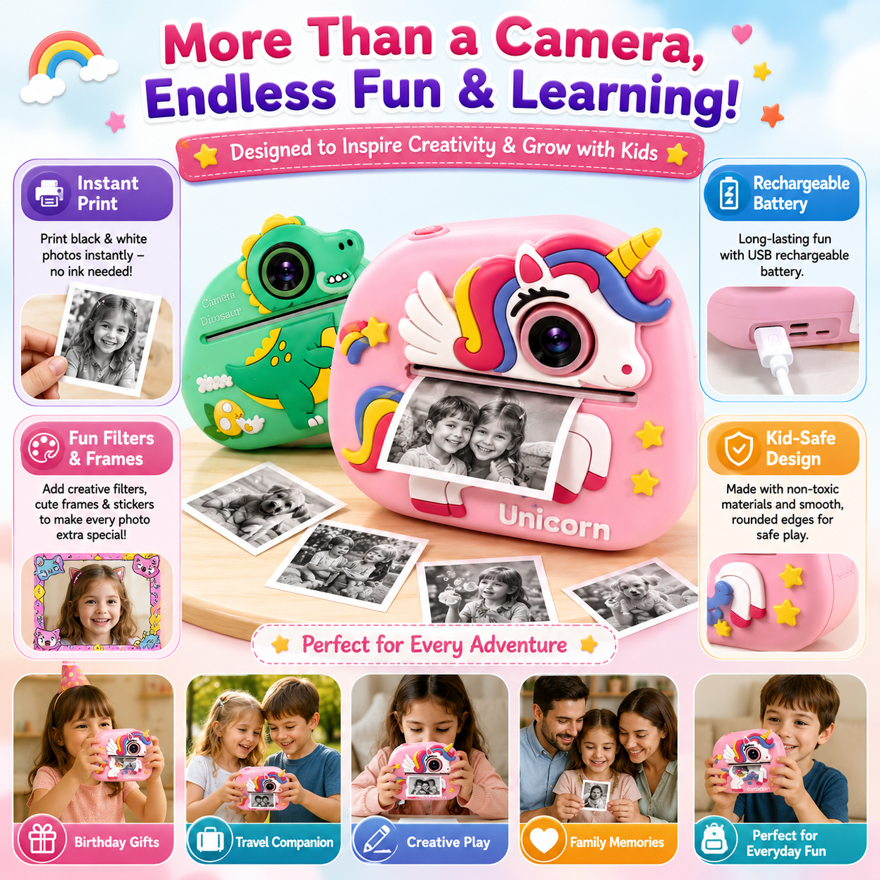 Children's Digital Instant Print Camera