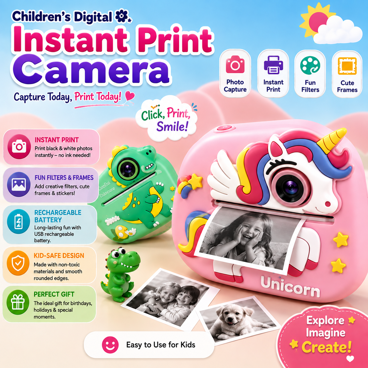 Children's Digital Instant Print Camera