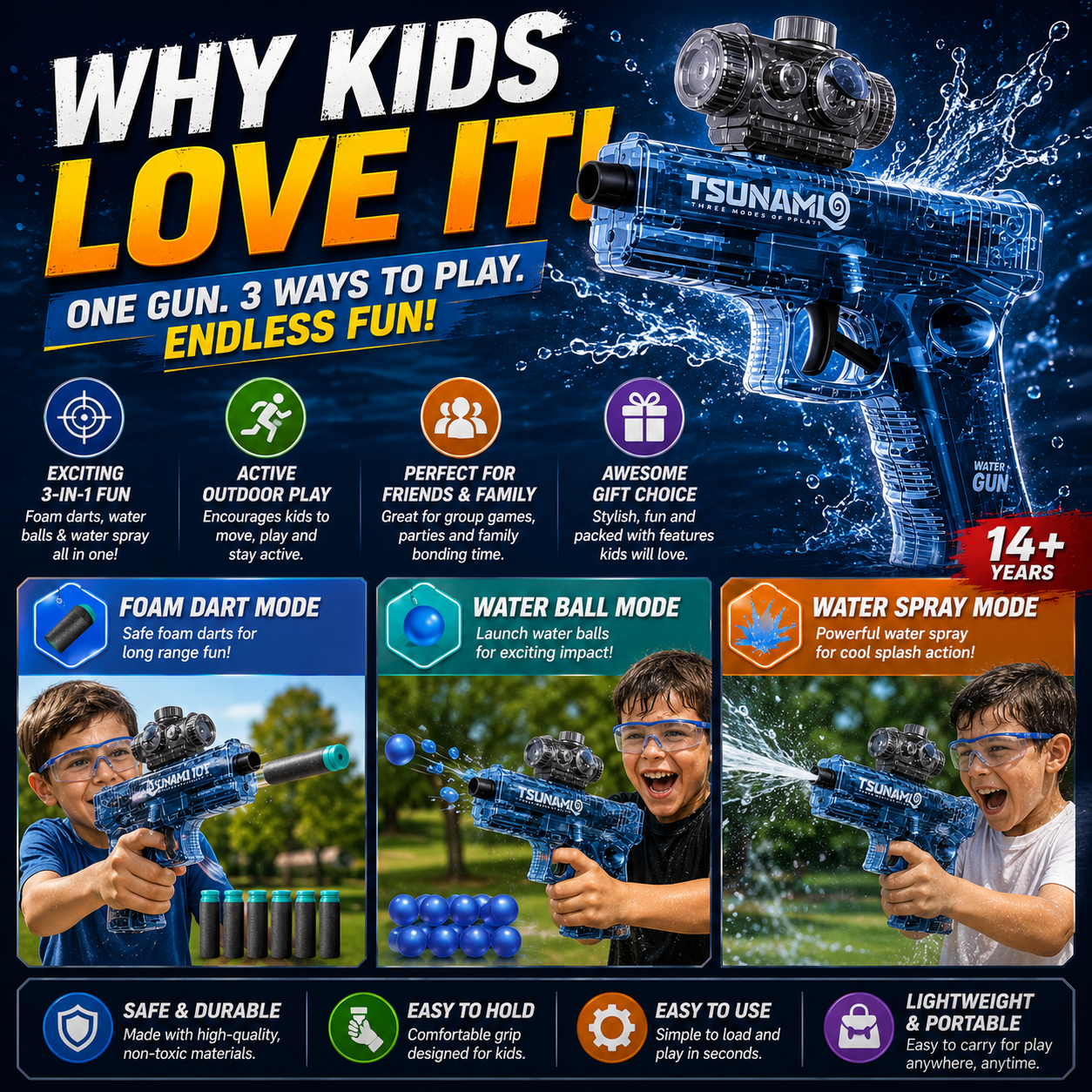 3 in 1 Water Gun Toy