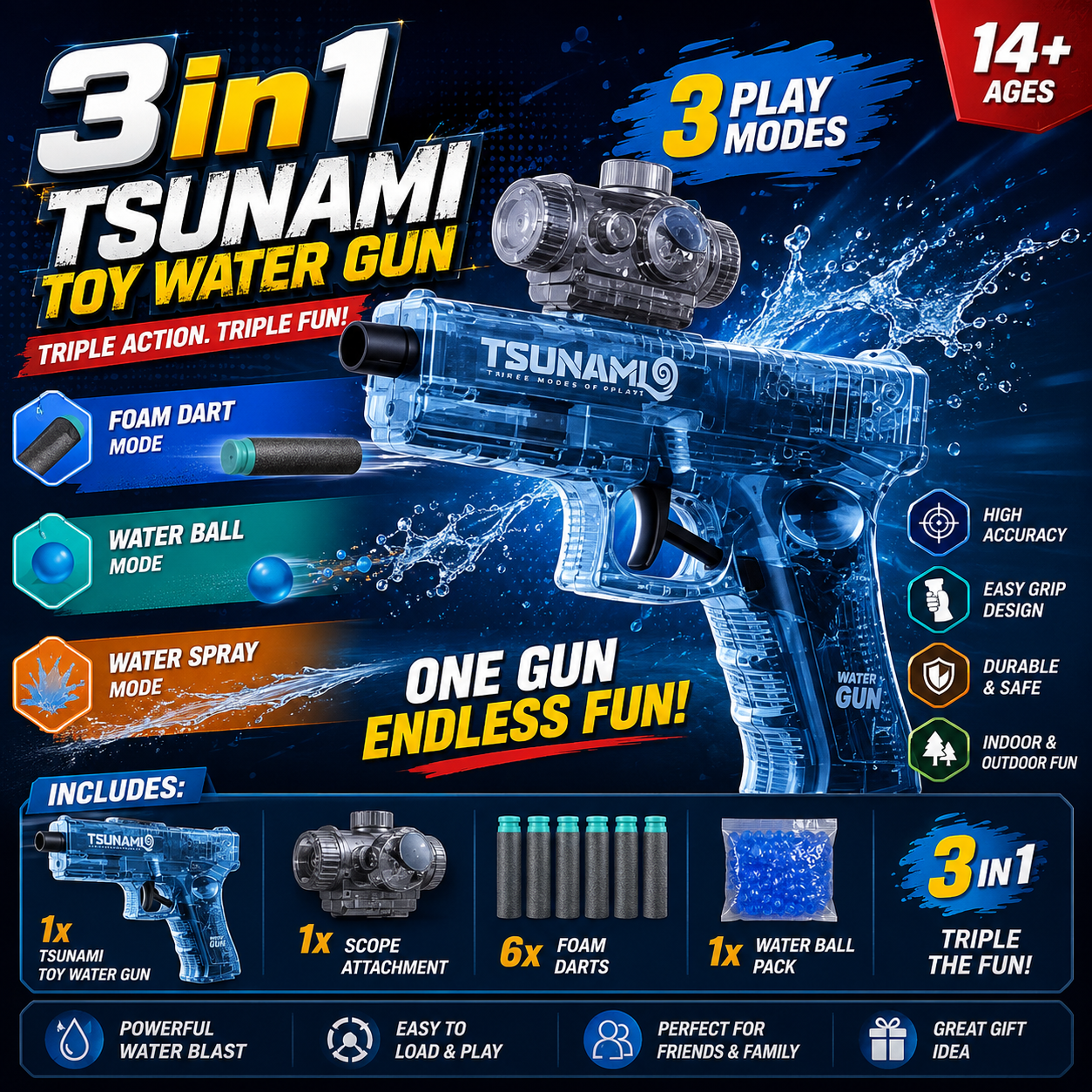 3 in 1 Water Gun Toy