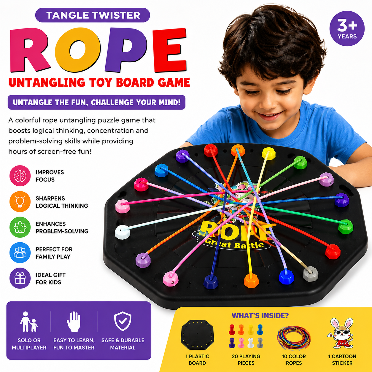 Rope Untangling Toy Board