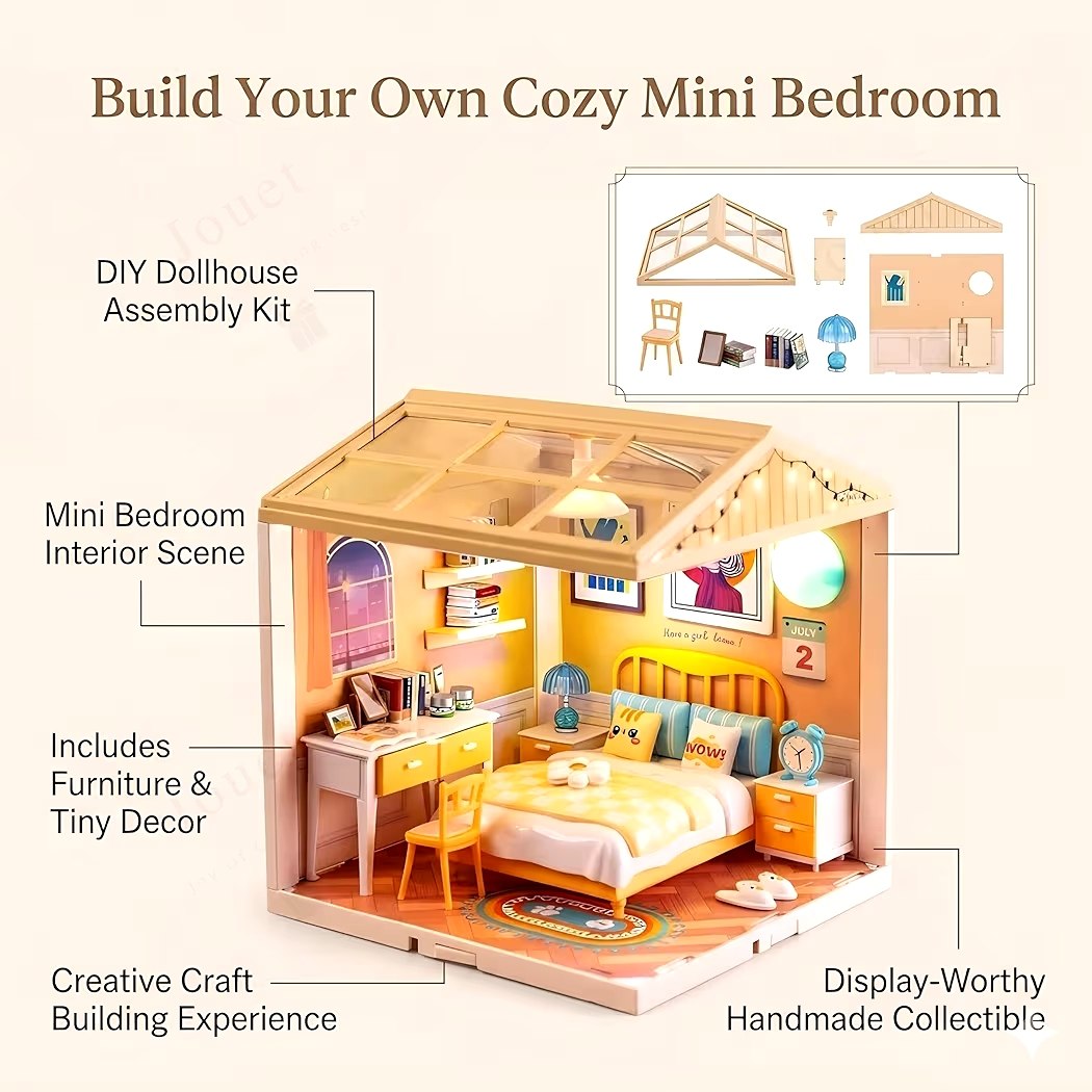 Mini Bedroom DIY Dollhouse Kit
